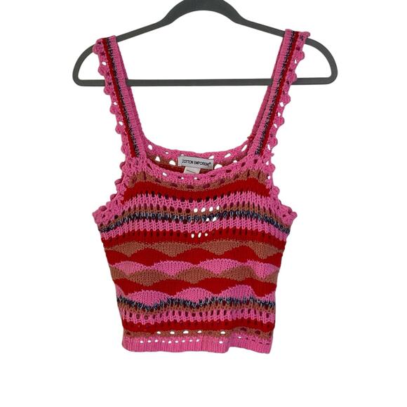 Cotton Emporium Tops - Cotton Emporium Y2K Crochet Knit Cropped Tank Top Summer Boho Chic 2000S Size M